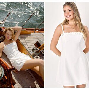 Lulus Sweet Mentality Ivory Linen Braided Sleeveless Mini Dress (S)